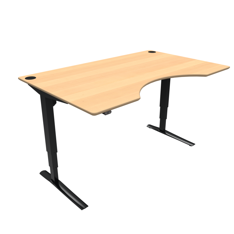 ConSet 501-43 hæve-sænke bord centerbue 160x100cm bøg med sort stel