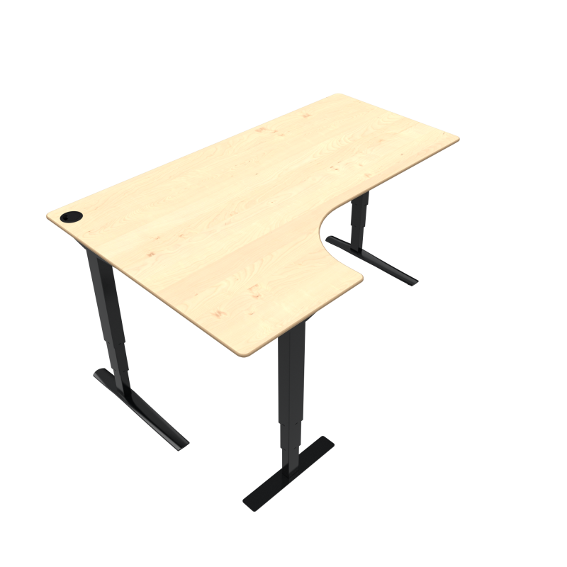 ConSet 501-43 hæve-sænkebord venstrevendt 180x120cm ahorn med sort stel