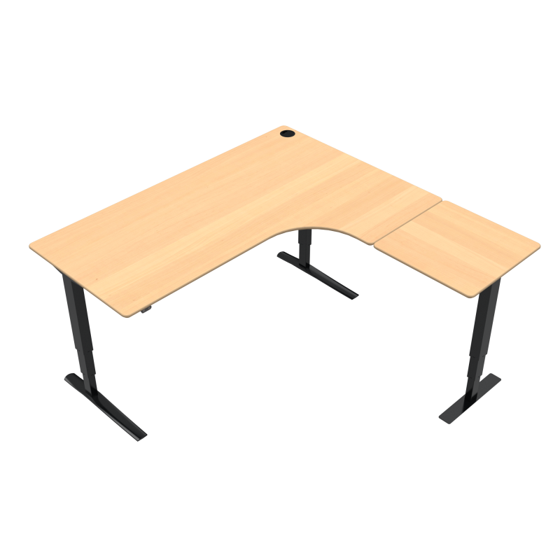 ConSet 501-43 hæve-sænke bord 180x180cm bøg med sort stel