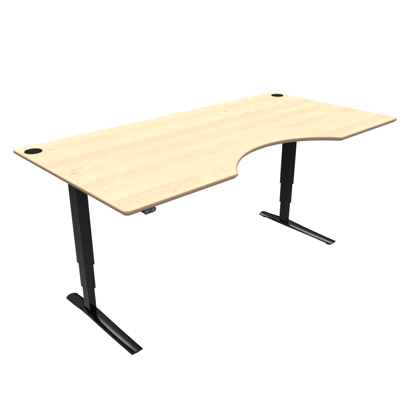 ConSet 501-43 hæve-sænke bord centerbue 200x100cm ahorn med sort stel