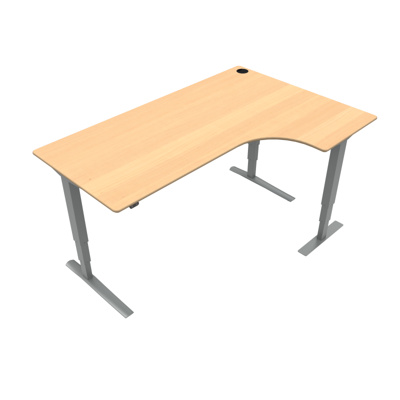 ConSet 501-43 hæve-sænkebord højrevendt 180x120cm bøg med sølv stel