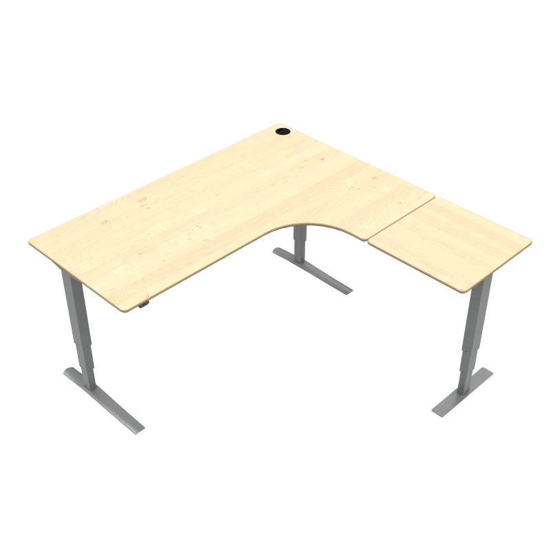 ConSet 501-43 hæve-sænke bord 180x180cm ahorn med sølv stel