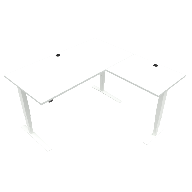ConSet 501-43 L-formet hæve-sænke bord 160x160cm hvid med hvidt stel