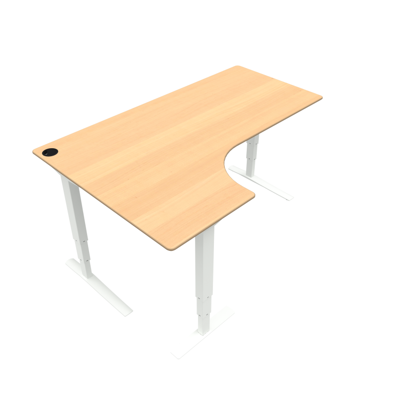 ConSet 501-43 hæve-sænkebord venstrevendt 180x120cm bøg med hvidt stel