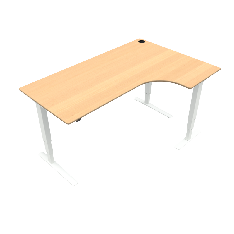 ConSet 501-43 hæve-sænkebord højrevendt 180x120cm bøg med hvidt stel