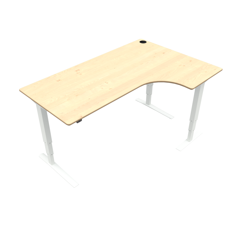 ConSet 501-43 hæve-sænkebord højrevendt 180x120cm ahorn med hvidt stel