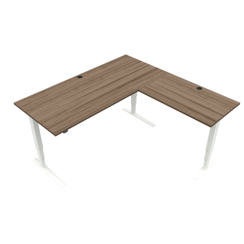 ConSet 501-43 L-formet hæve-sænke bord 180x180cm valnød med hvidt stel
