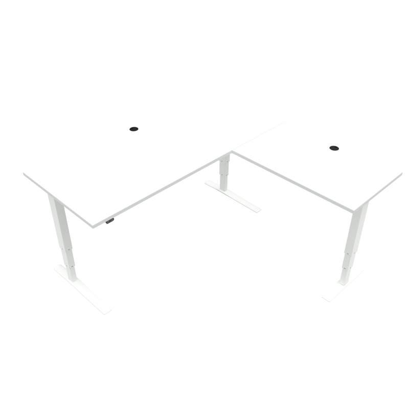 ConSet 501-43 L-formet hæve-sænke bord 180x180cm hvid med hvidt stel