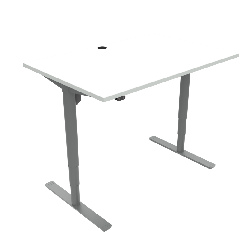 ConSet 501-49 hæve-sænkebord 120x80cm hvid med sølv stel