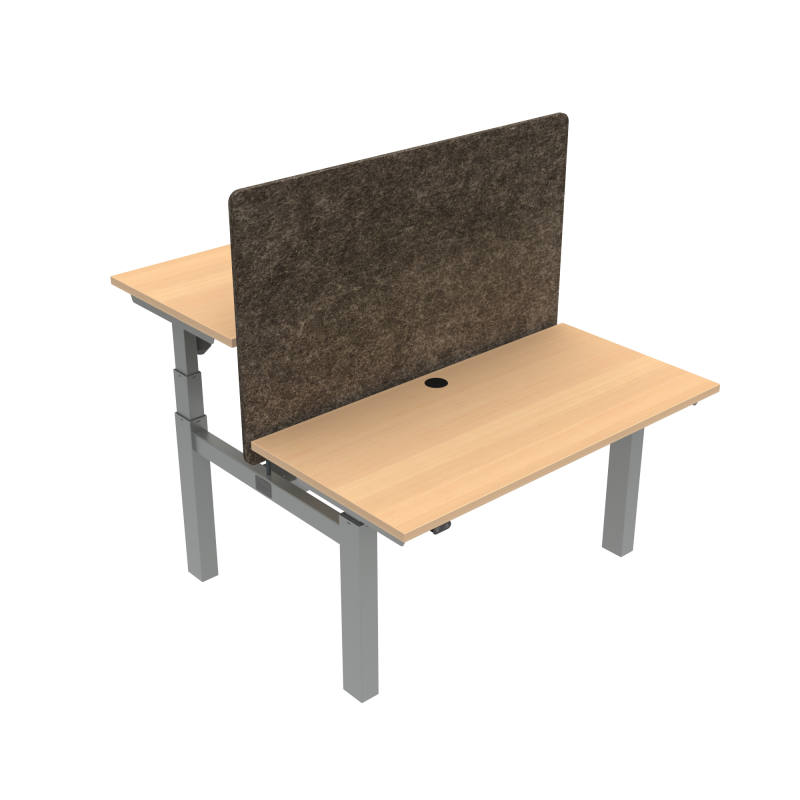 ConSet 501-88 dobbelt hæve-sænkebord 120x60 cm bøg med sølv stel