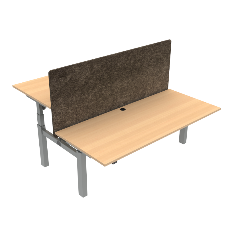 ConSet 501-88 dobbelt hæve-sænkebord 180x80 cm bøg med sølv stel