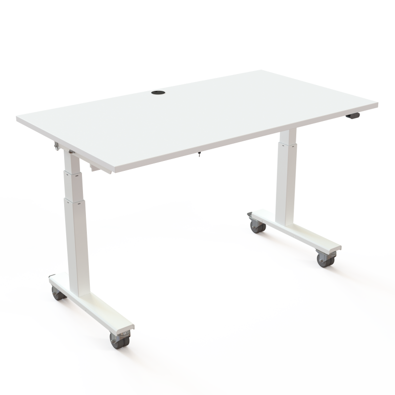 ConSet 501-96 h&aelig;ve-s&aelig;nkebord 140x80cm hvid med hvidt stel