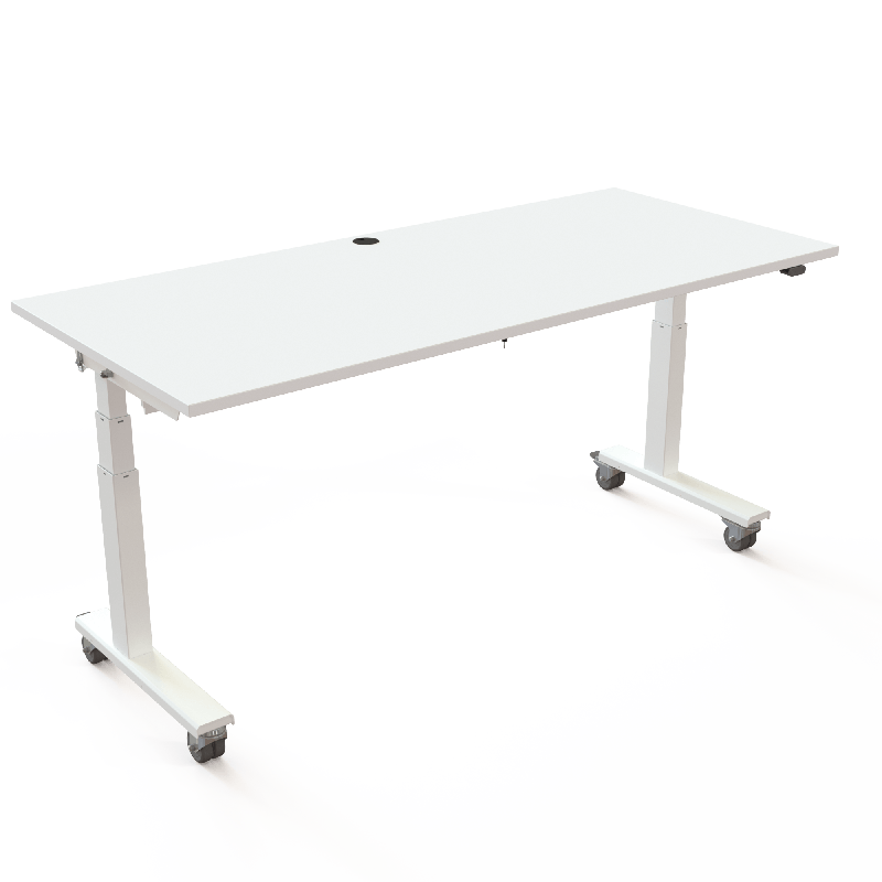 ConSet 501-96 h&aelig;ve-s&aelig;nkebord 180x80cm hvid med hvidt stel