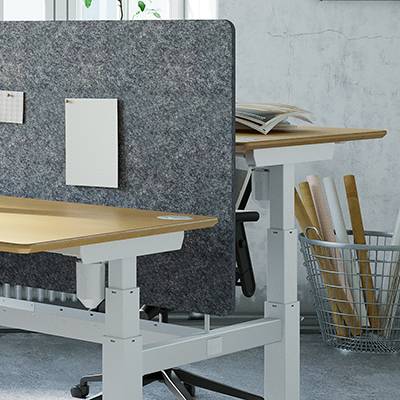 ConSet bordskærmvæg 160x75cm grå til dobbelt skrivebord