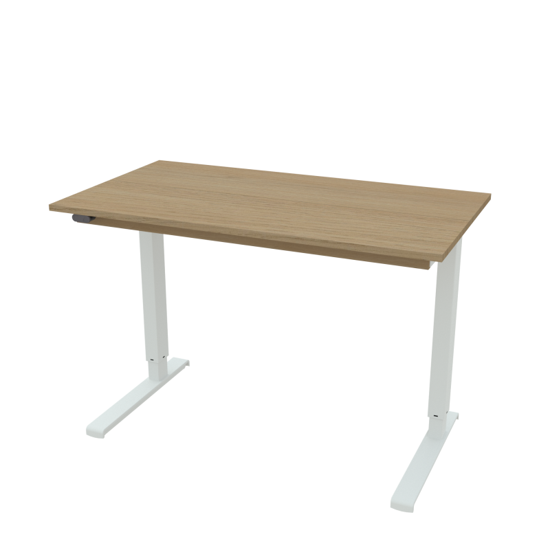 ConSet hæve-sænke bord med opbevaringsrum 110x60cm eg med hvidt stel