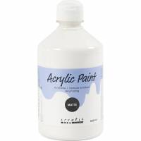 Akrylmaling Mat 500ml hvid 