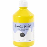 Akrylmaling Mat 500ml prim&aelig;r gul