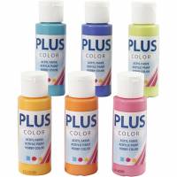 Plus Color hobbymaling colorful, s&aelig;t med 6 x 60 ml