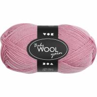 Babygarn l&aelig;ngde 172 meter 50g 100% merinould m&oslash;rk rosa