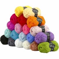 Fantasia polyacrylgarn l&aelig;ngde 80 meter 50g, pakke med 20 farver