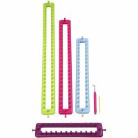 Strikkeringe l&aelig;ngde 25-35-45-55cm i plast, 4 farver