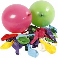 Balloner &Oslash;23cm runde i assorterede farver, pakke med 100 stk