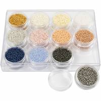 Rocaiperler &Oslash;1,7mm i douche farver, 12x15g
