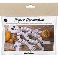 DIY Kit Mini papirpynt Halloween skelet sort og hvid
