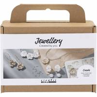 Mini DIY Kit smykker med blomsterdesign beige og lys pudder