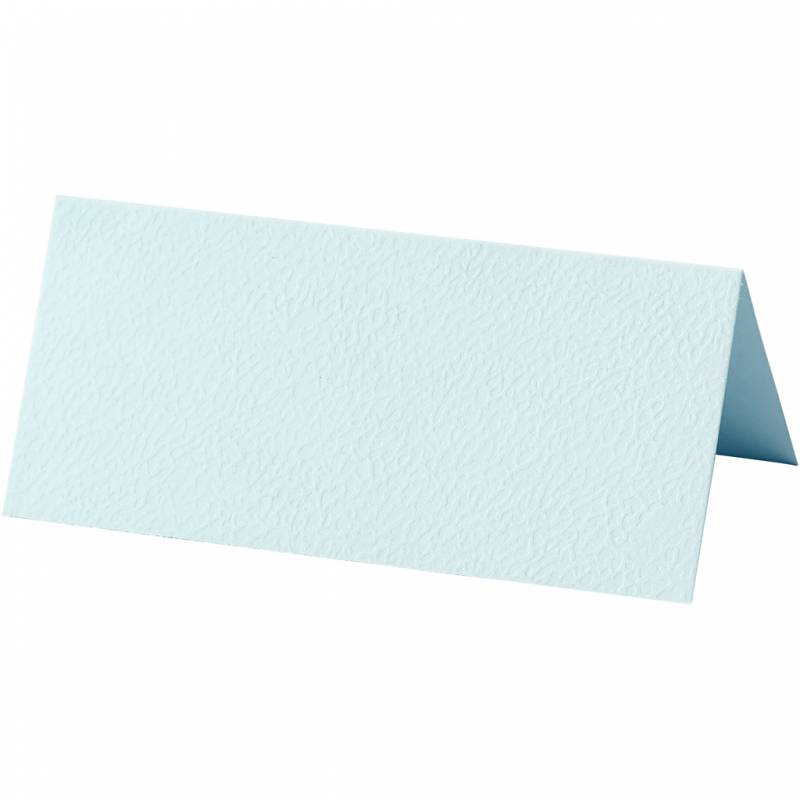 Bordkort 9x4cm 220g lysebl&aring;, pakke med 20 stk