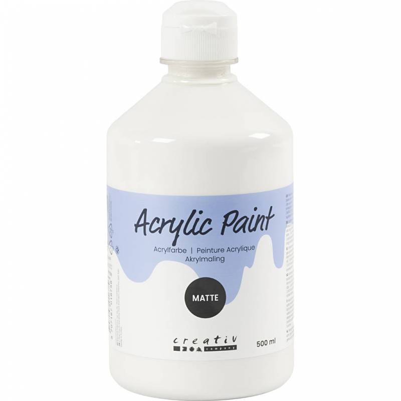 Akrylmaling Mat 500ml hvid 