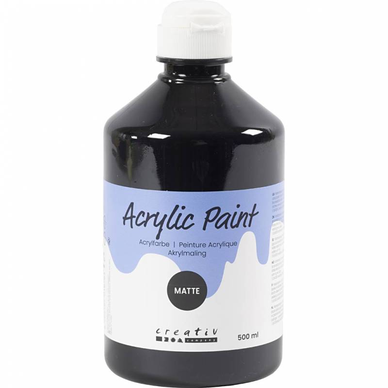 Akrylmaling Mat 500ml sort