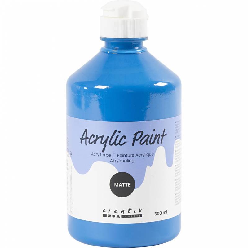 Akrylmaling Mat 500ml prim&aelig;r bl&aring;