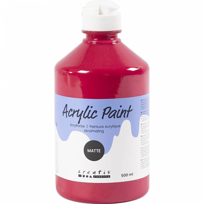 Akrylmaling Mat 500ml prim&aelig;r r&oslash;d