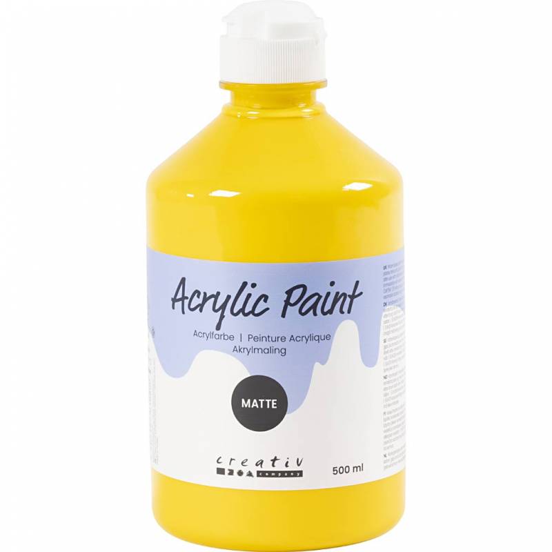 Akrylmaling Mat 500ml gul