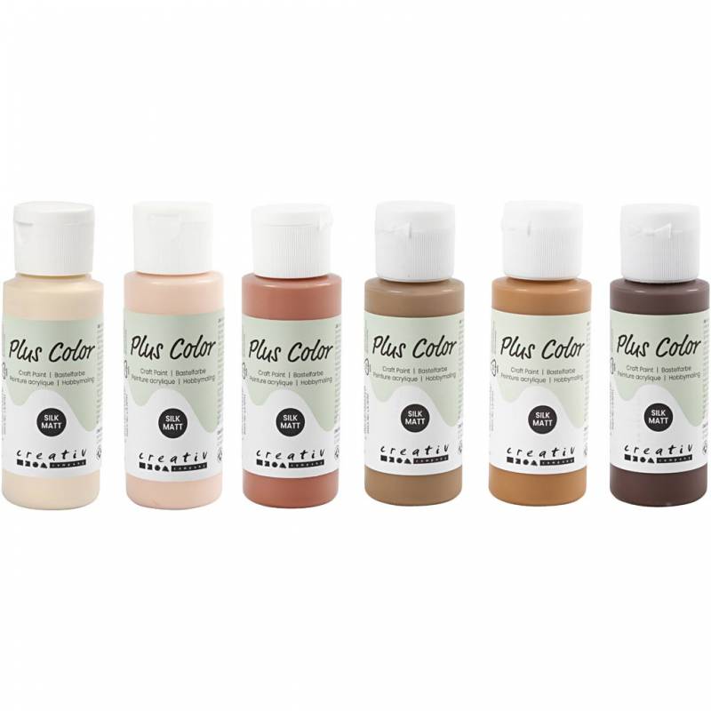 Plus Color hobbymaling, s&aelig;t med 6 x 60 ml