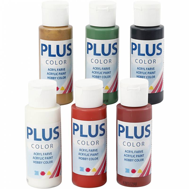 Plus Color hobbymaling julefarver, 6 x 60 ml