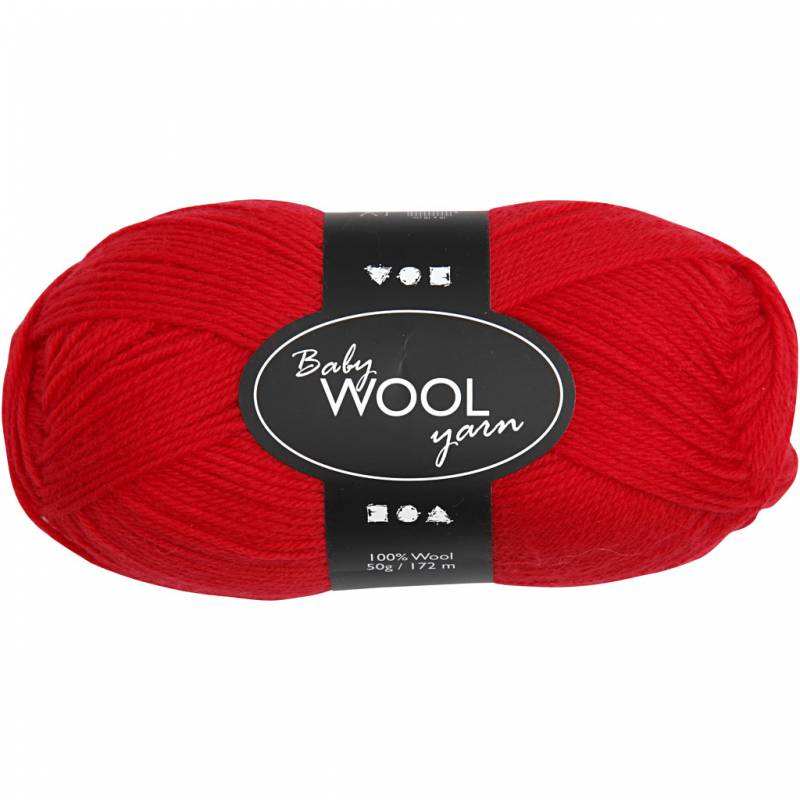 Babygarn l&aelig;ngde 172 meter 50g 100% merinould r&oslash;d