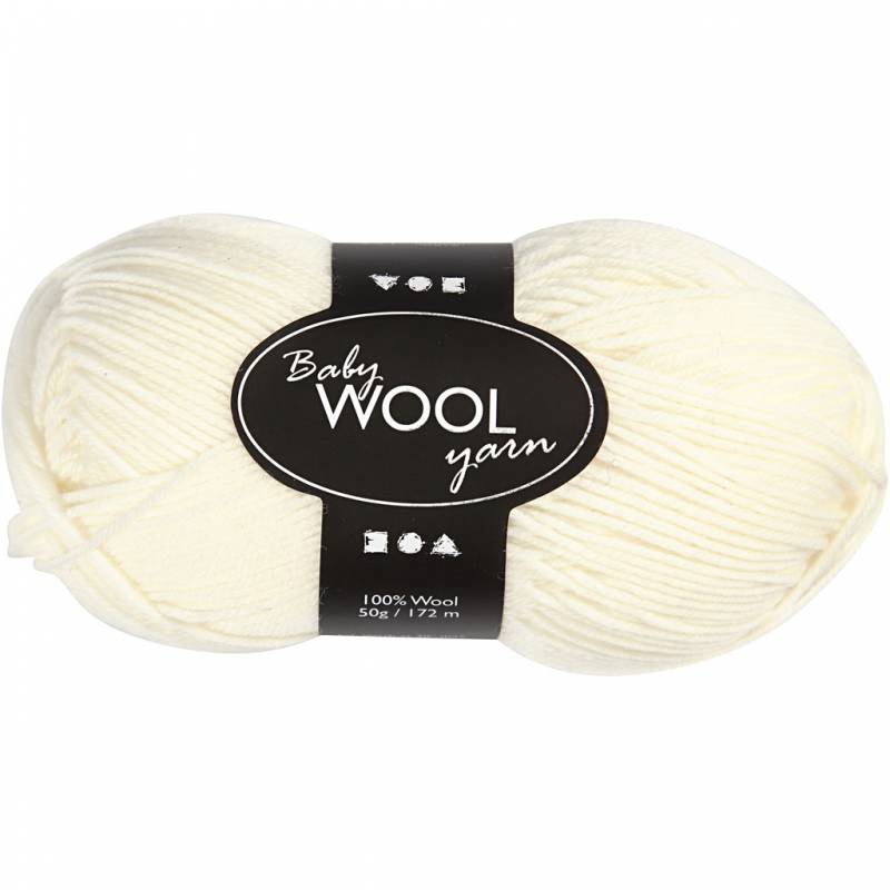 Babygarn l&aelig;ngde 172 meter 50g 100% merinould creme