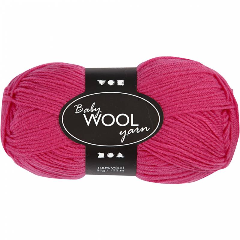 Babygarn l&aelig;ngde 172 meter 50g 100% merinould cerise