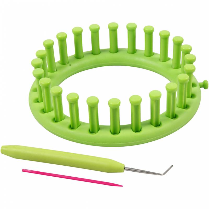 Strikkering diameter 12 cm i gr&oslash;n plast