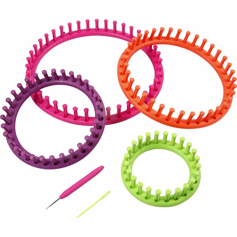 Strikkeringe diameter 12-17-22-27cm i plast, 4 farve