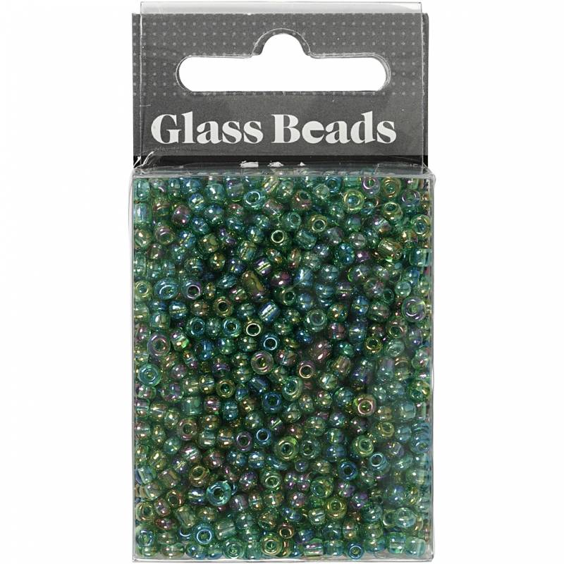 Rocaiperler &Oslash;3mm str. 8/0 hulst&oslash;rrelse 0,6-1,0mm gr&oslash;n olie, 25g