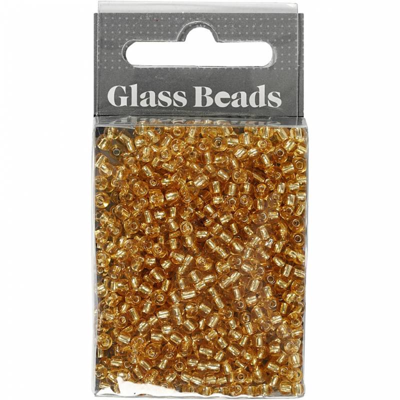 Rocaiperler &Oslash;3mm str. 8/0 hulst&oslash;rrelse 0,6-1,0mm guld, 25g
