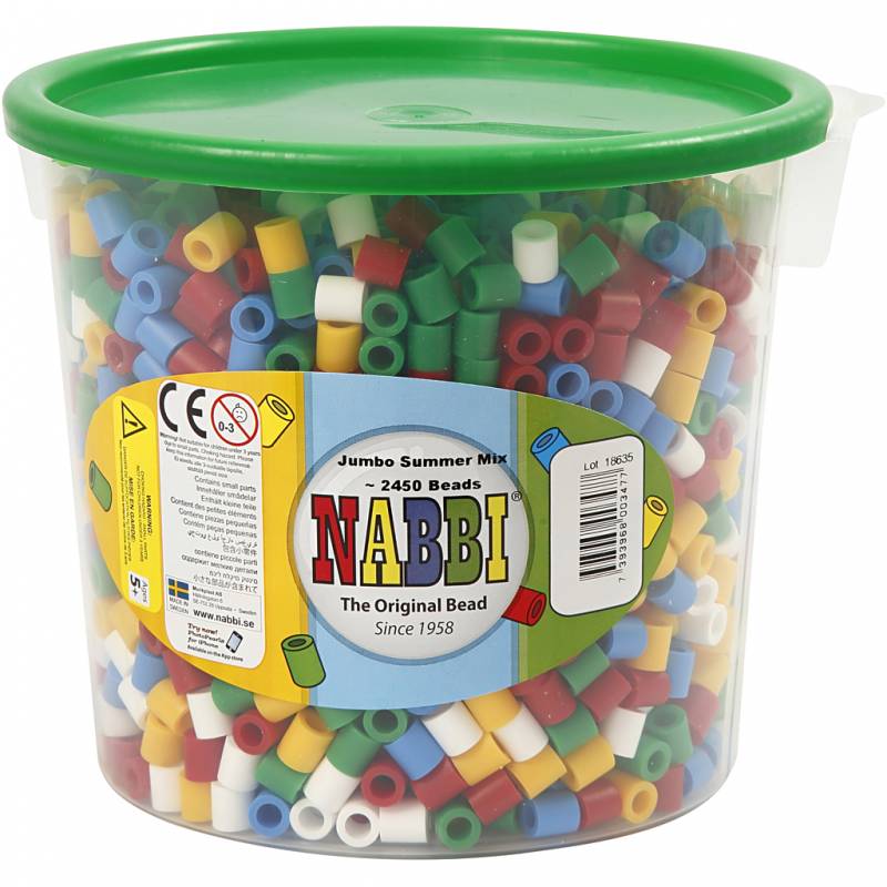 Nabbi r&oslash;rperler Jumbo 10x10mm 5,5mm standardfarver, 2450 stk