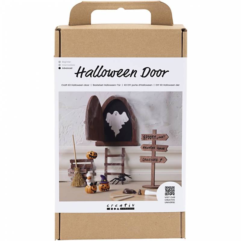 DIY Kit Halloween d&oslash;r, skilt og halloweenfigurer