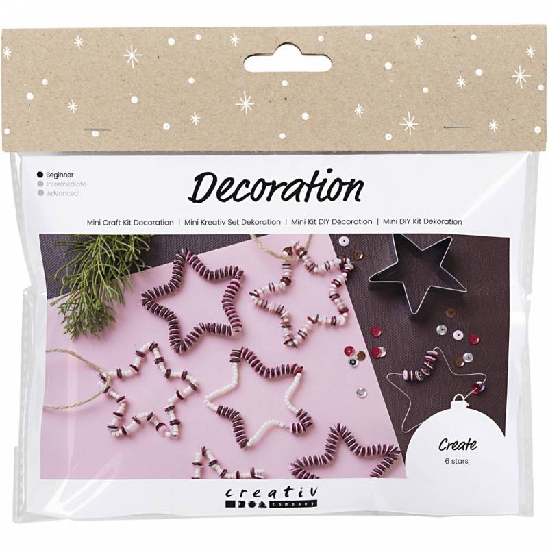 DIY Kit Mini Dekoration med stjerner r&oslash;d og hvid