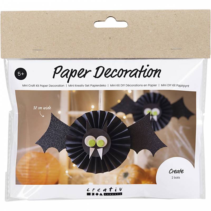 DIY Kit Mini papirpynt flagermus sort