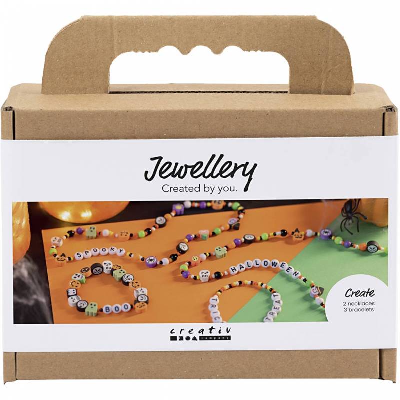 DIY Kit Mini smykker, halsk&aelig;der og armb&aring;nd i halloweenfarver