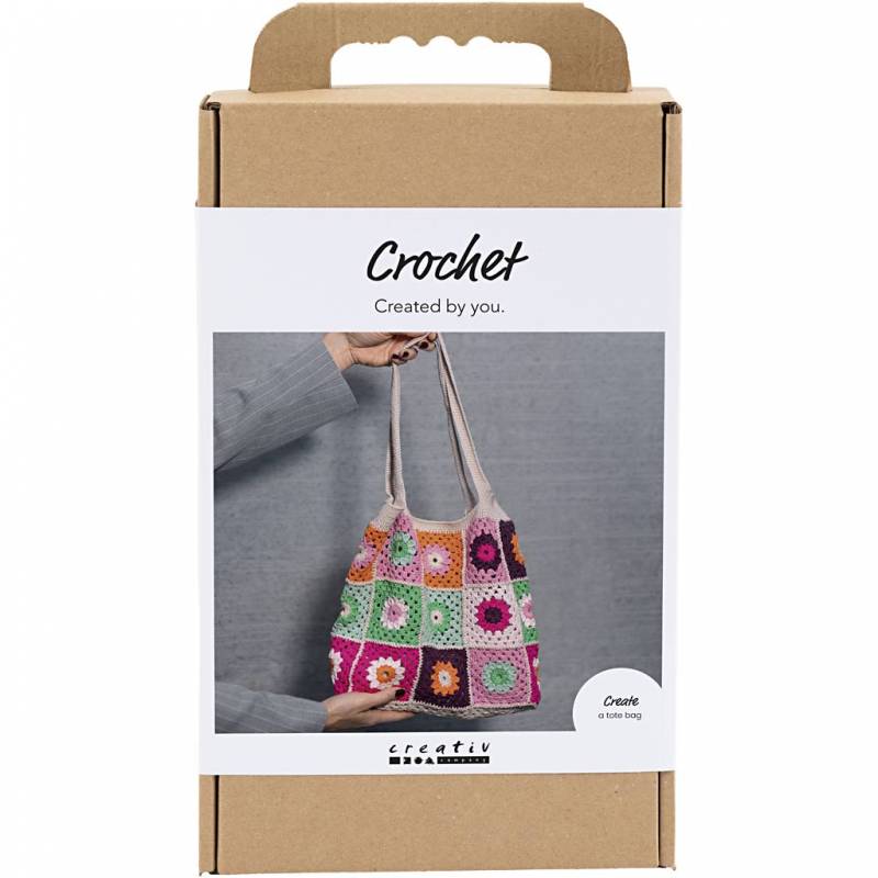 DIY Kit trendy retro-taske h&aelig;kle colorful cr&egrave;me